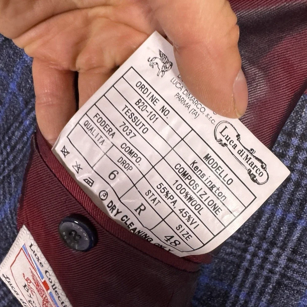 Byron Sport Coat Mens 48R Luca Di Marco Glen Unstructured Wool Luxe Kensington